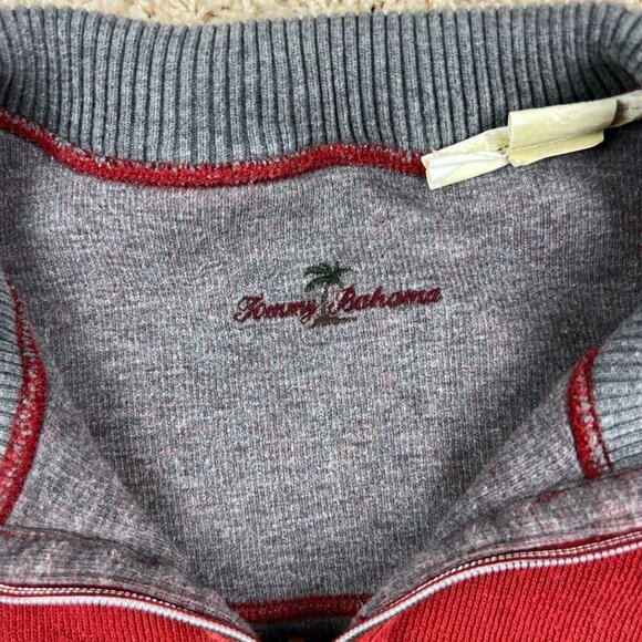 Tommy Bahama Sweater Adult XL Red Gray 1/4 Zip Pullover Mens Causal Cotton - Picture 2 of 7